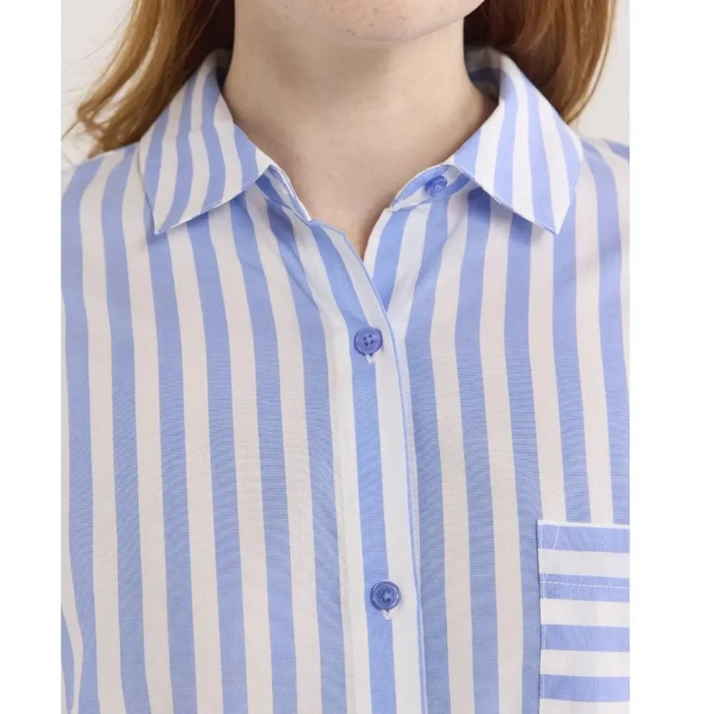 Sleepshirt Silky Soft Woven Long Sleeve Button Front Lounge Pajama Size XL
